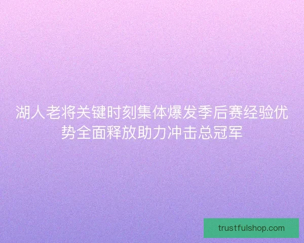 湖人老将关键时刻集体爆发季后赛经验优势全面释放助力冲击总冠军
